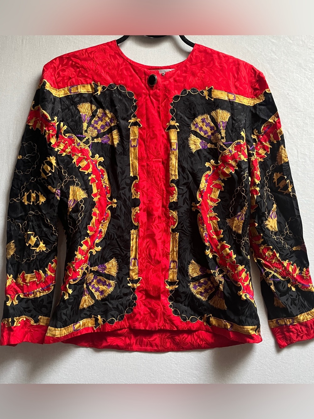 Adrianna Papell Vintage Silk Ornate Scroll Tassel Jacket Blazer Size 4